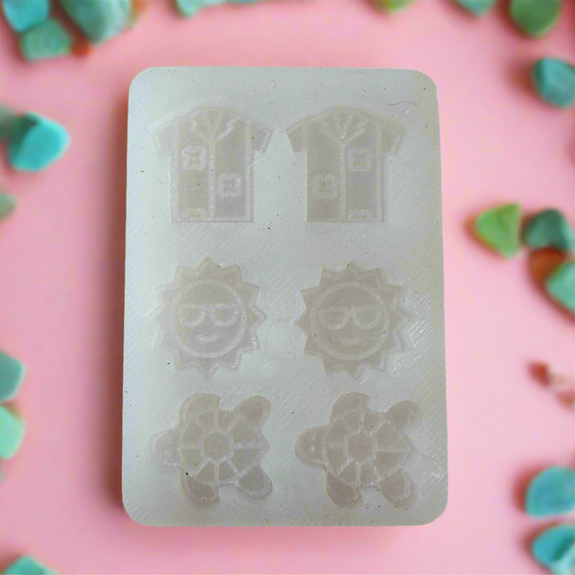Beachy Keen Clay earring bead button UV resin stud mold Hawaiian shirt Sea Turtle - Create Along 