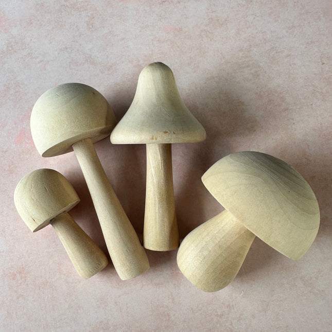 Set of Wood Mushrooms to cover Fairy door clay projects - Create Along 