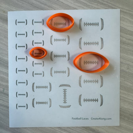 Football Laces and Cutter Set for polymer clay earrings jewelry decor - Create Along 