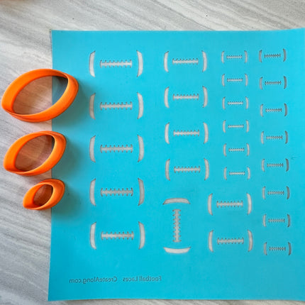 Football Laces and Cutter Set for polymer clay earrings jewelry decor - Create Along 