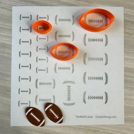 Football Laces and Cutter Set for polymer clay earrings jewelry decor - Create Along 