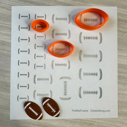 Football Laces and Cutter Set for polymer clay earrings jewelry decor - Create Along 
