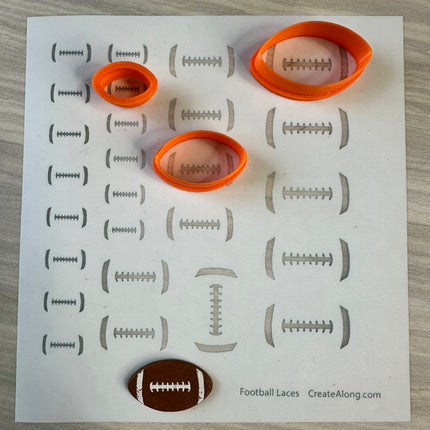 Football Laces and Cutter Set for polymer clay earrings jewelry decor - Create Along 