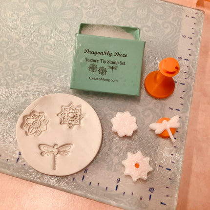 Dragonfly Daze Texture Tips mini stamps for clay and art - Create Along 