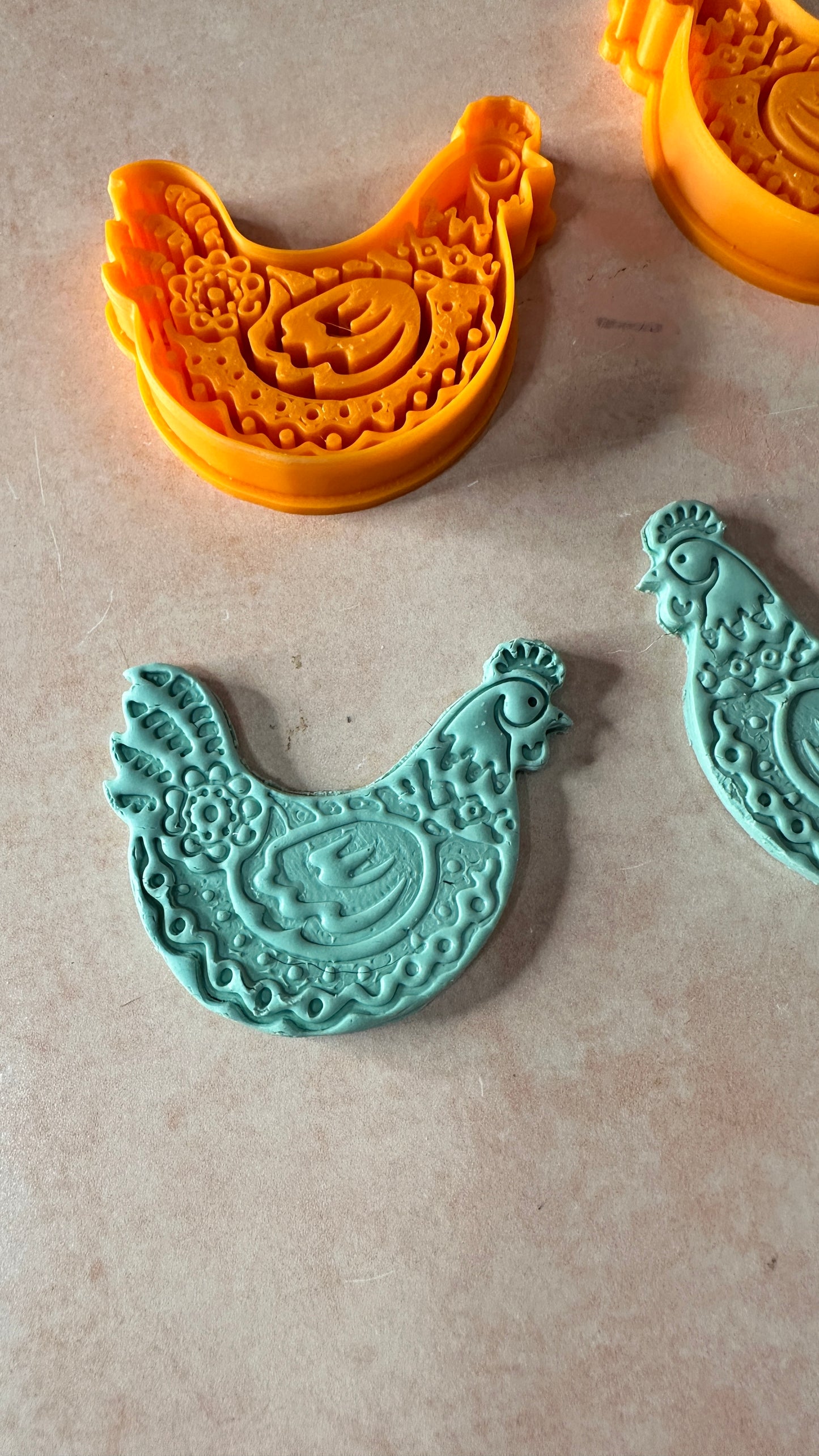 Funky Flower Chicken Set of Mirrored clay cutters - Create Along 