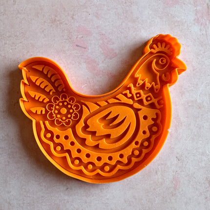 Funky Flower Chicken Large polymer clay cutter - Create Along 