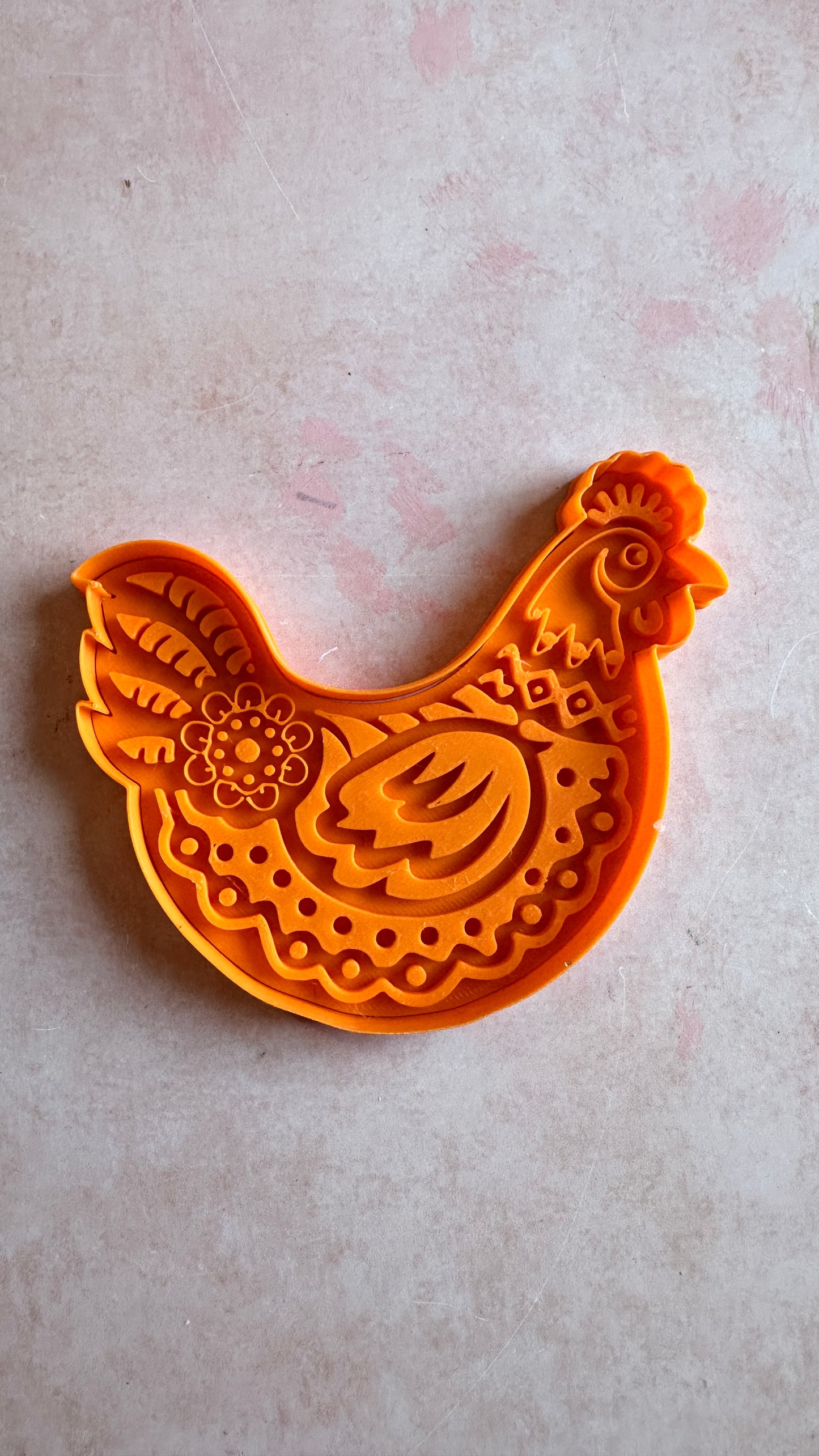 Funky Flower Chicken Large polymer clay cutter - Create Along 