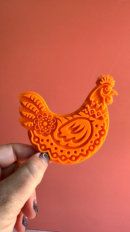 Funky Flower Chicken Large polymer clay cutter - Create Along 
