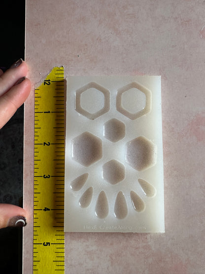 HexE Soft hexagons translucent silicone mold polymer clay UV resin earrings - Create Along 