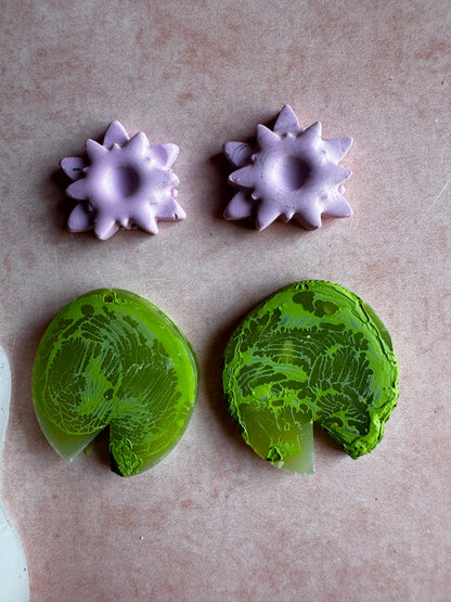 Water Lily Pads translucent silicone mold polymer clay UV resin earrings - Create Along 