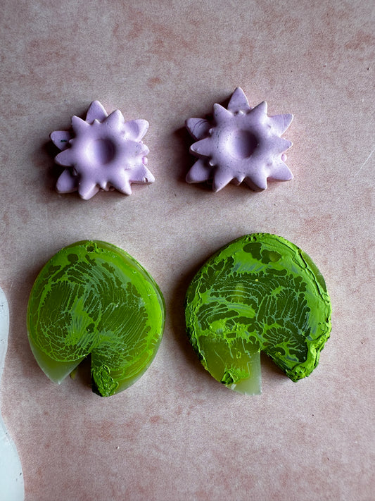 Water Lily Pads translucent silicone mold polymer clay UV resin earrings