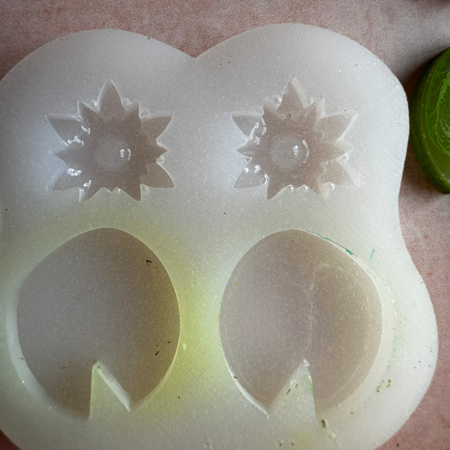 Water Lily Pads translucent silicone mold polymer clay UV resin earrings - Create Along 