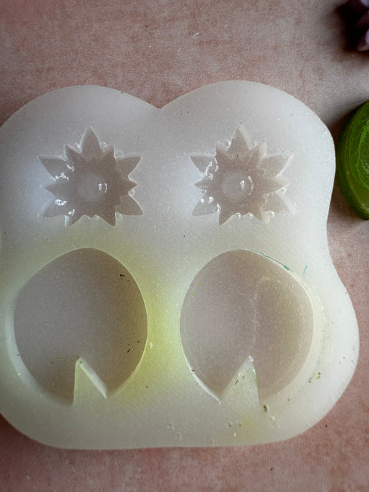 Water Lily Pads translucent silicone mold polymer clay UV resin earrings