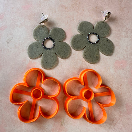 Big Flower Donut clay earring mirrored Cutters "Adele" - Create Along 