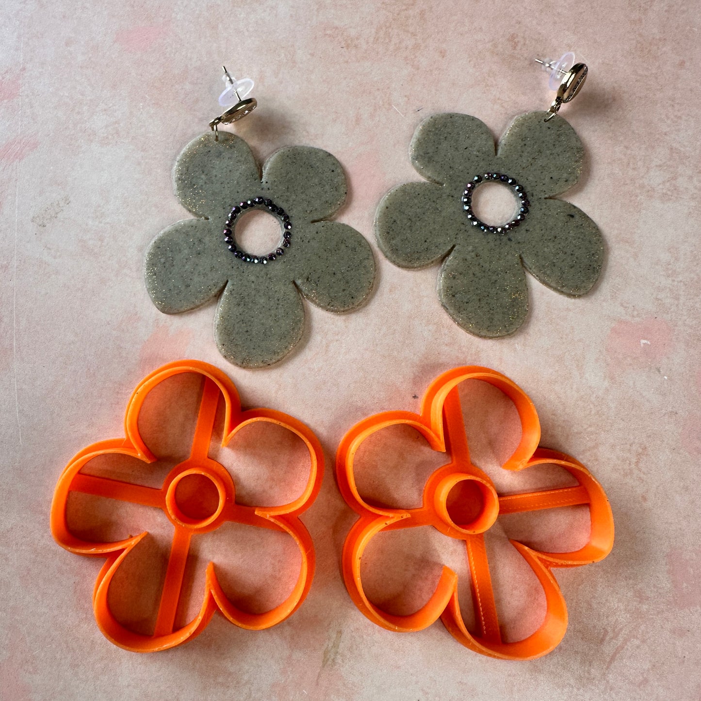 Big Flower Donut clay earring mirrored Cutters "Adele"