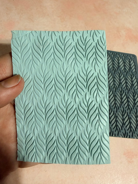 Bargello Leafy polymer clay rubber stamp texture mat