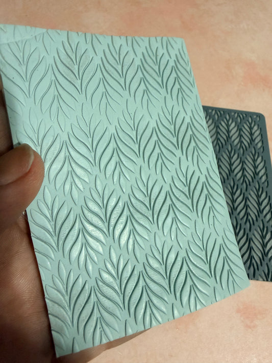 Bargello Leafy polymer clay rubber stamp texture mat
