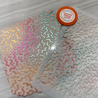 Street Art Retro Mylar Stencil texture sheets for polymer clay earrings art jewelry mixed media 80's - Create Along 