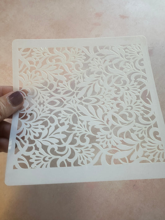 Bountiful Mylar polymer clay stencil texture sheet floral leaves