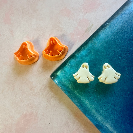 Tiny ghosts polymer clay stud earring cutter set Halloween