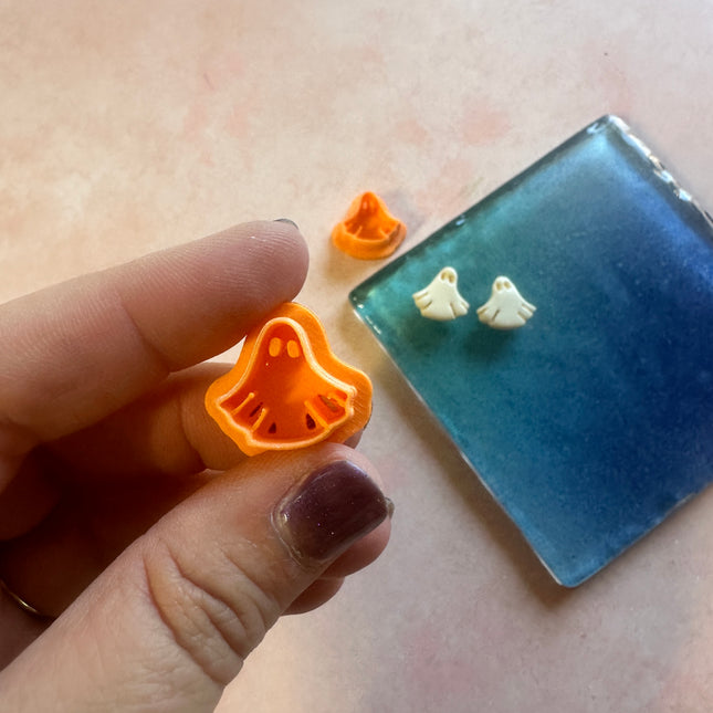 Mini ghosts polymer clay stud earring cutters set Halloween