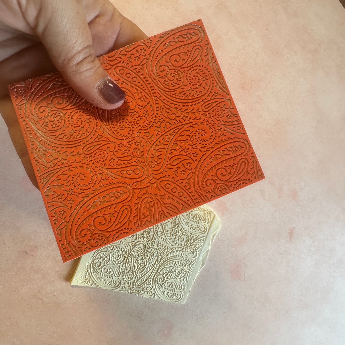 Paisley polymer clay rubber stamp texture mat