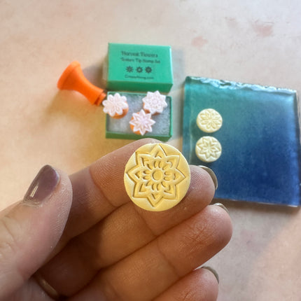 Harvest Flowers Texture Tips mini stamps for polymer clay and jewelry - Create Along 