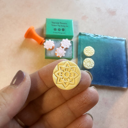 Harvest Flowers Texture Tips mini stamps for polymer clay and jewelry - Create Along 