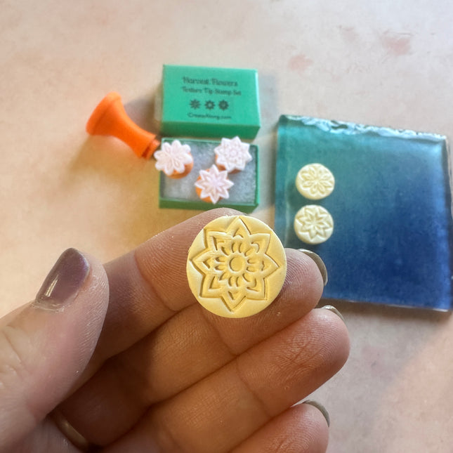 Harvest Flowers Texture Tips mini stamps for polymer clay and jewelry - Create Along 