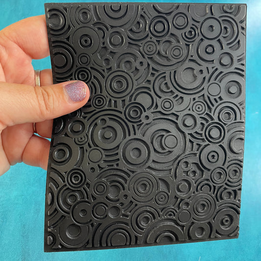 SPINNER circles Rubber Stamp Ink Jumbo Texture Sheet for polymer clay gelli plate printing scrapbooking jewelry making mixed media art
