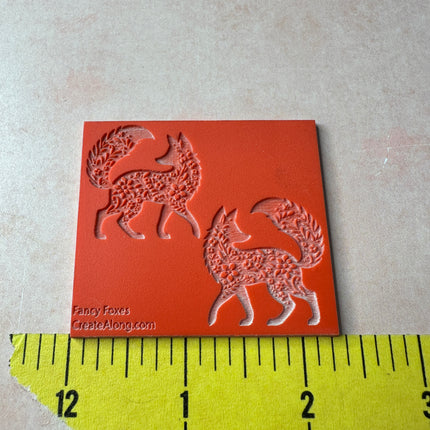 Fancy Foxes small mirrored polymer clay earrings stamp and cutter set - Create Along 