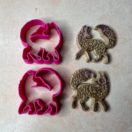 Fancy Foxes small mirrored polymer clay earrings stamp and cutter set - Create Along 