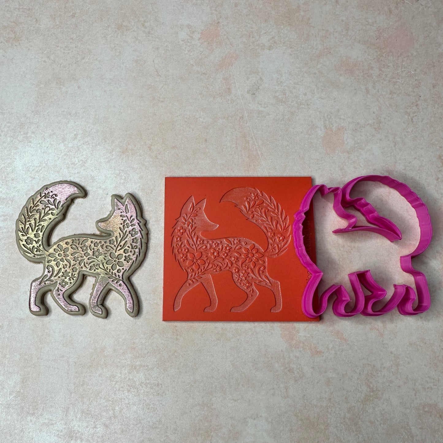 Fancy Fox Large polymer clay stamp and cutter set