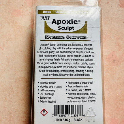 Apoxie Sculpt BLACK Sample kit to make polymer clay mixed media armatures and sculptures - Create Along 