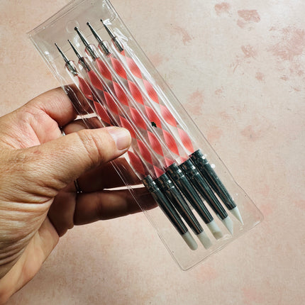 Silicone and Ball Stylus polymer clay texture tool set of 5 with 10 different tips - Create Along 