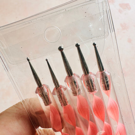 Silicone and Ball Stylus polymer clay texture tool set of 5 with 10 different tips - Create Along 