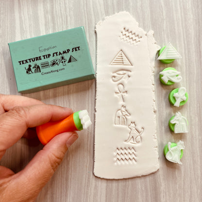 Texture Tips stamps Egyptian Set of 6 small stamp set for polymer clay and mixed media - Create Along 