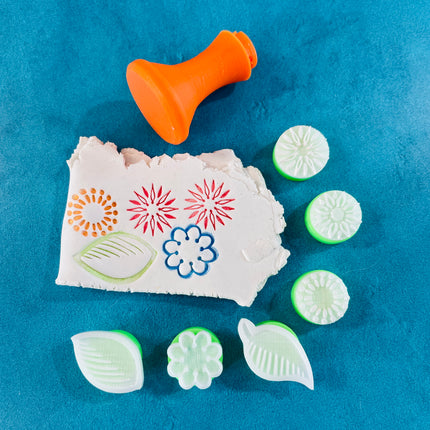 Texture Tips Stamps Fairy Blossoms 6 small botanical stamp set for polymer clay and mixed media - Create Along 