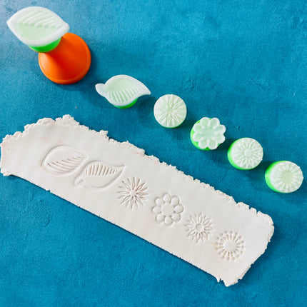 Texture Tips Stamps Fairy Blossoms 6 small botanical stamp set for polymer clay and mixed media - Create Along 