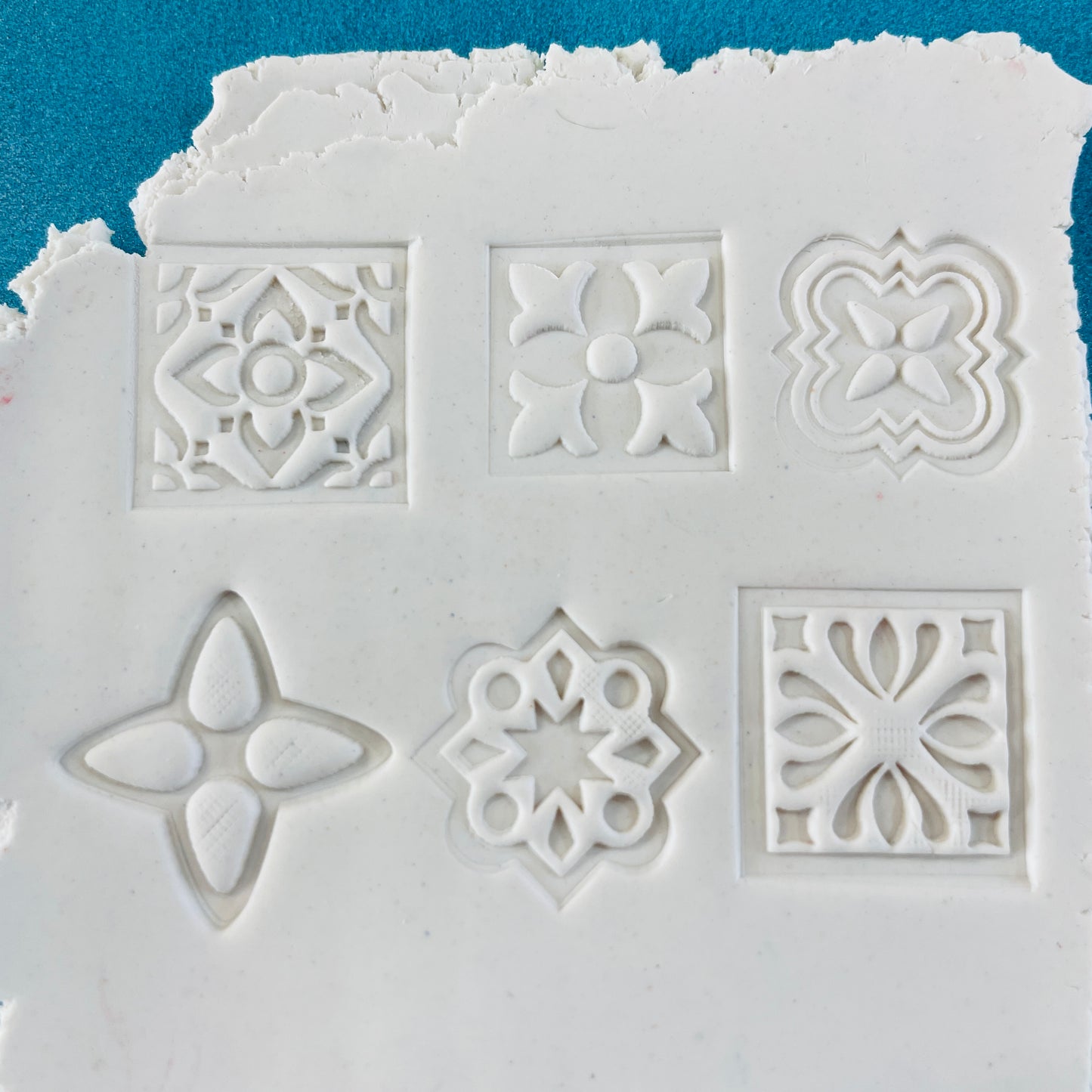 Mediterranean Tiles Texture Tips mini clay ink mica stamps