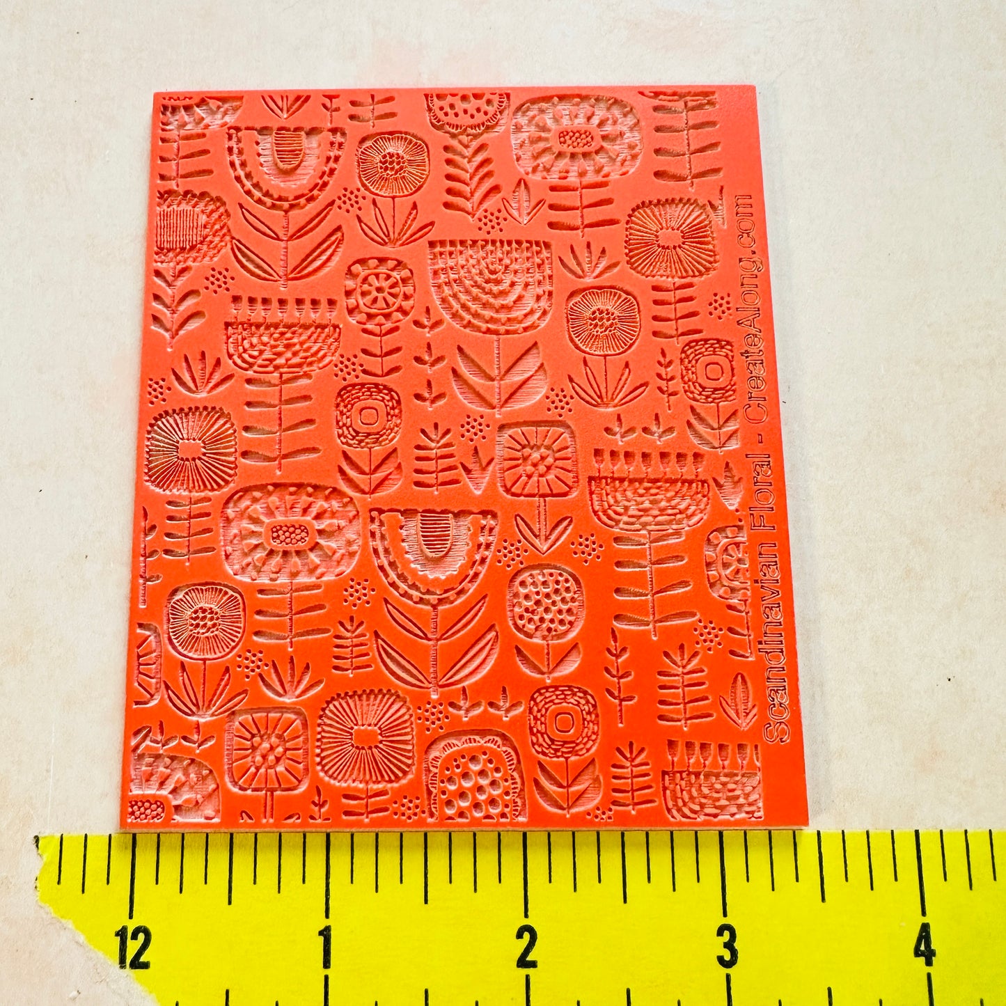 Scandi Flowers Rubber Stamp polymer clay texture sheet