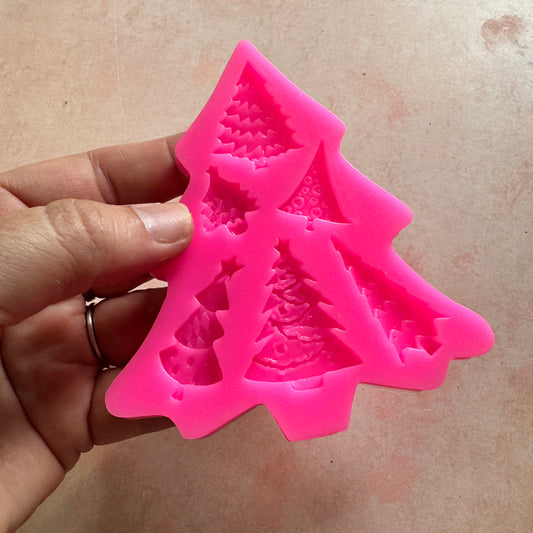 Christmas Tree Mini Mold with 6 charms polymer clay