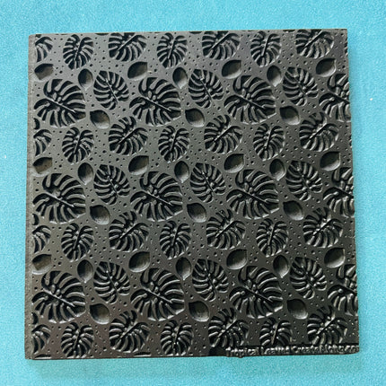 Tropical Leaves Monstera Rubber Stamp small Texture Sheet Mat - Create Along 