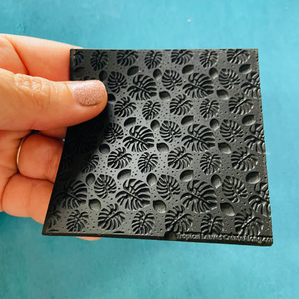 Tropical Leaves Monstera Rubber Stamp small Texture Sheet Mat - Create Along 