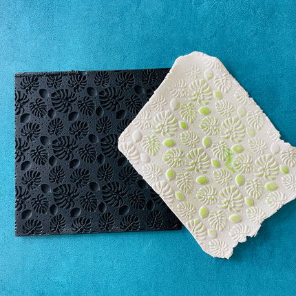 Tropical Leaves Monstera Rubber Stamp small Texture Sheet Mat - Create Along 