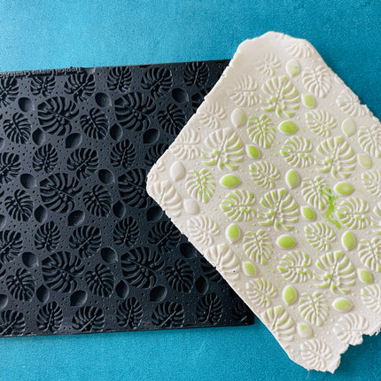 Tropical Leaves Monstera Rubber Stamp small Texture Sheet Mat - Create Along 