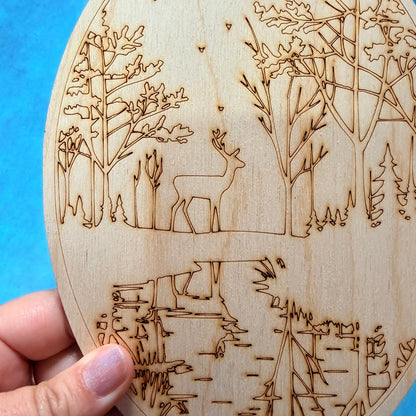 Deer at the river paint your own wood canvas