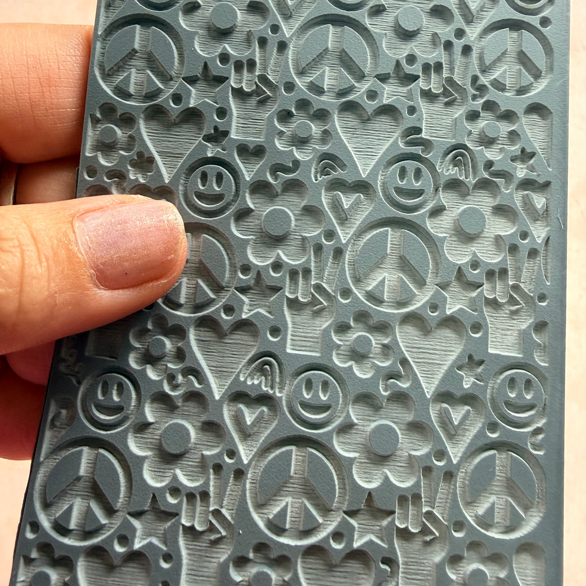 Peace & Love Texture rubber stamp Sheet