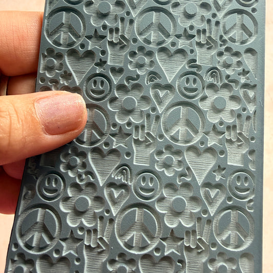 Peace & Love Texture rubber stamp Sheet