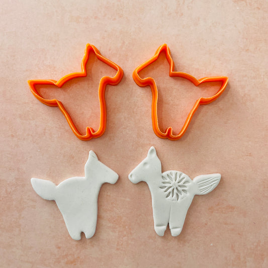 Primitive Horse earrings mirrored polymer clay cutter set
